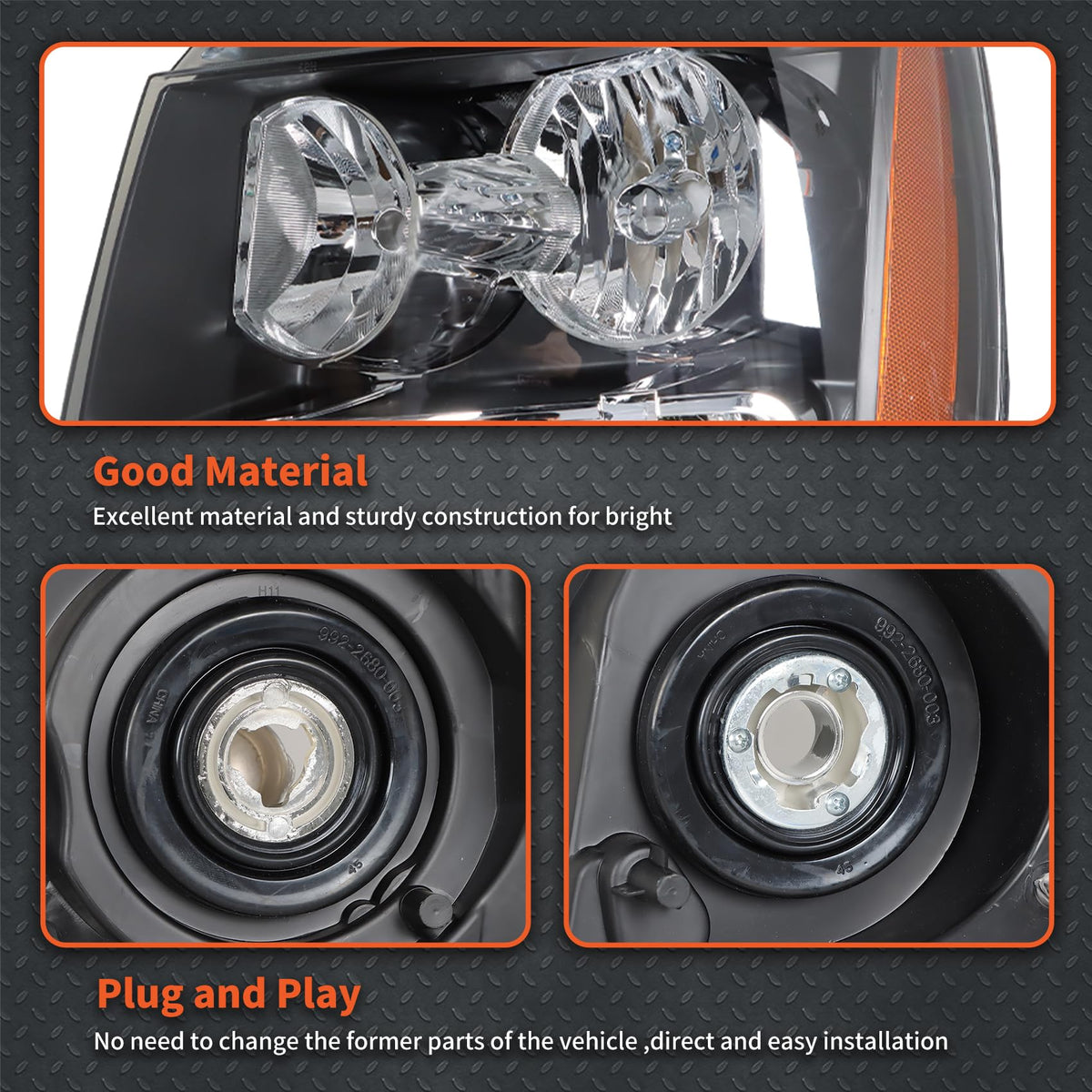 labwork driver side headlight close-up highlighting projector clarity and focus