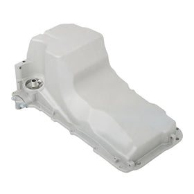 labwork oil pan front view showing fitment and clean flange, ensures proper sealing