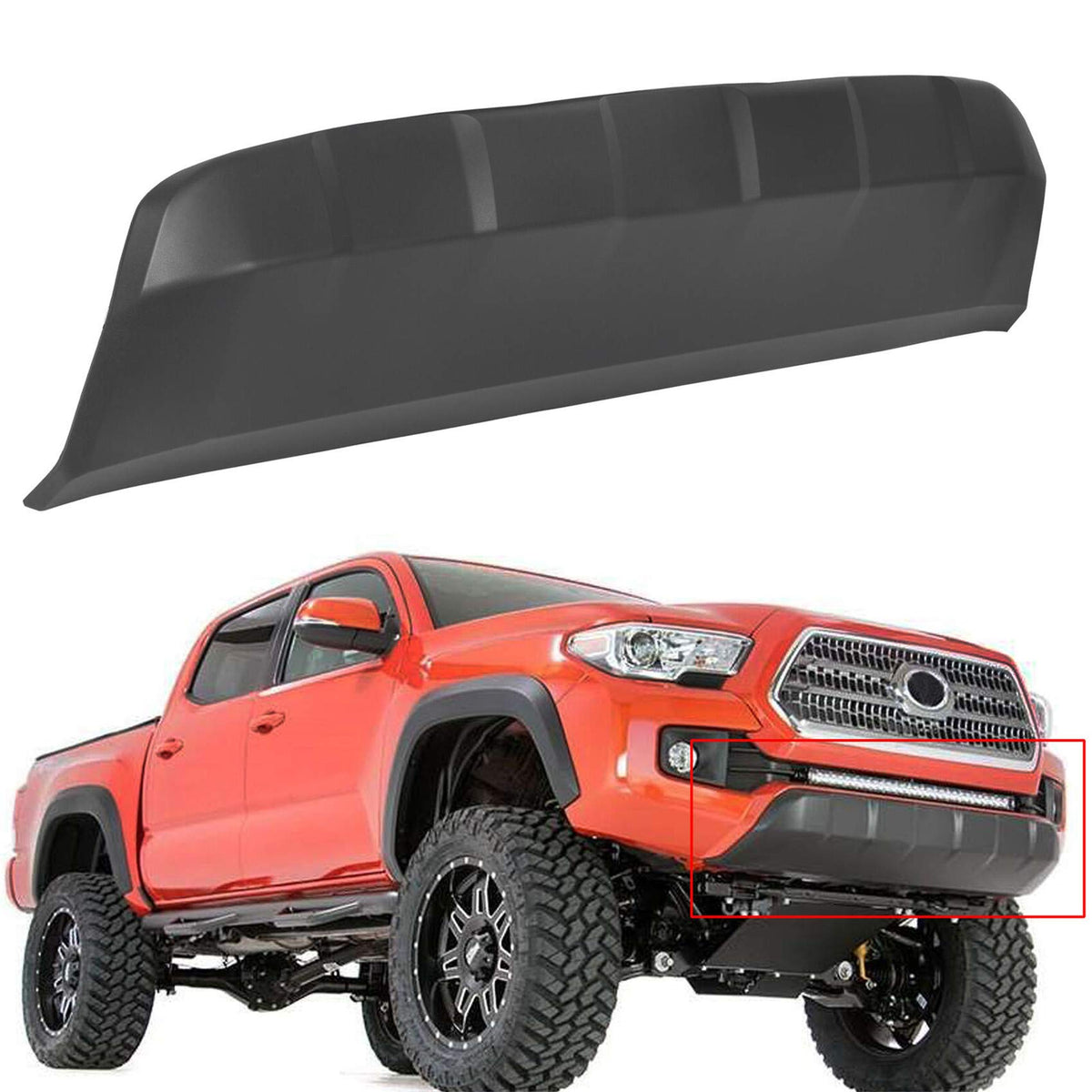 labwork valance mounted on Tacoma front showing restored appearance benefit