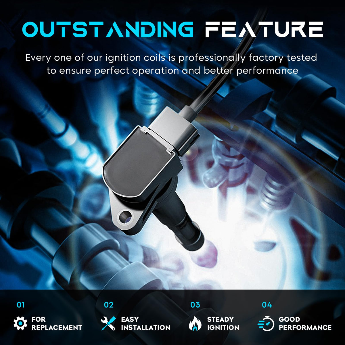 lacarier coils installed on engine demonstrating direct-fit replacement and improved performance