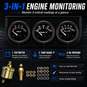 LAGWIUY gauges installed in vehicle dash offering compact monitoring