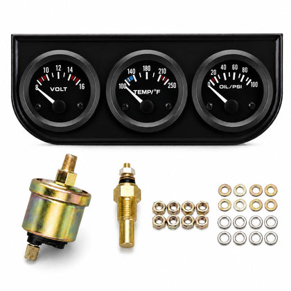 LAGWIUY triple gauge front view showing three 52mm dials for quick readings