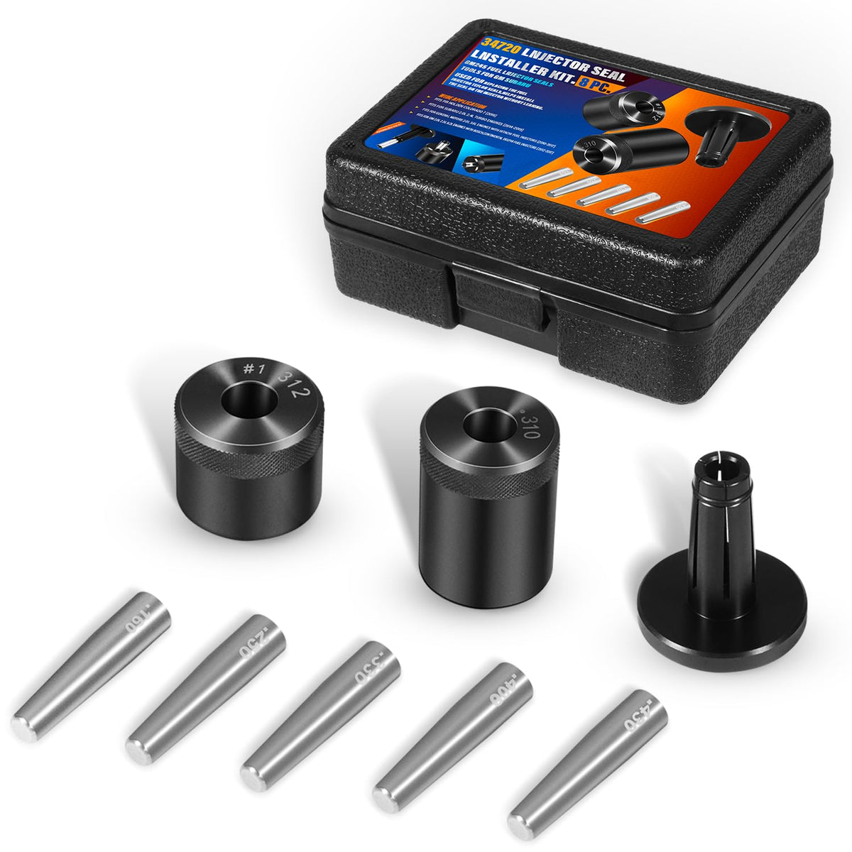 LAIKOU 34720 open case showing eight tools for fast, accurate installs