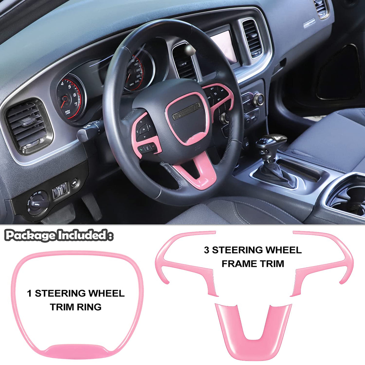LAIKOU steering trim installed in car interior for instant color upgrade
