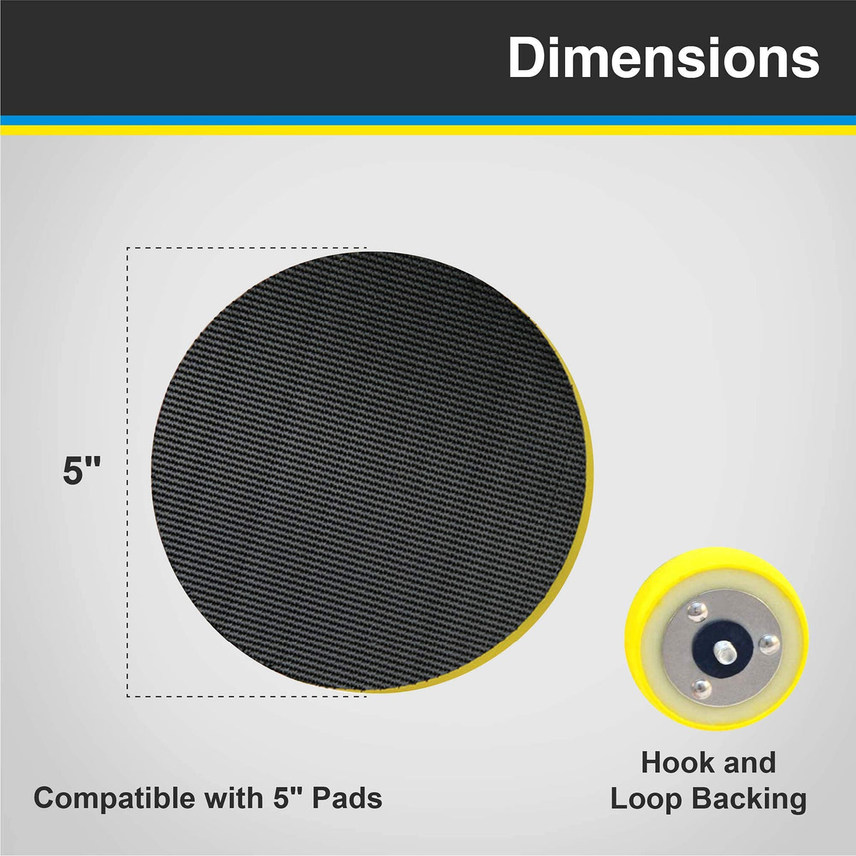 Lake Country backing plate mounted on polisher demonstrating quick pad attachment benefit