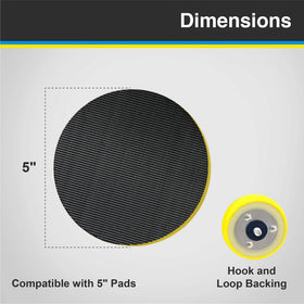 Lake Country backing plate mounted on polisher demonstrating quick pad attachment benefit
