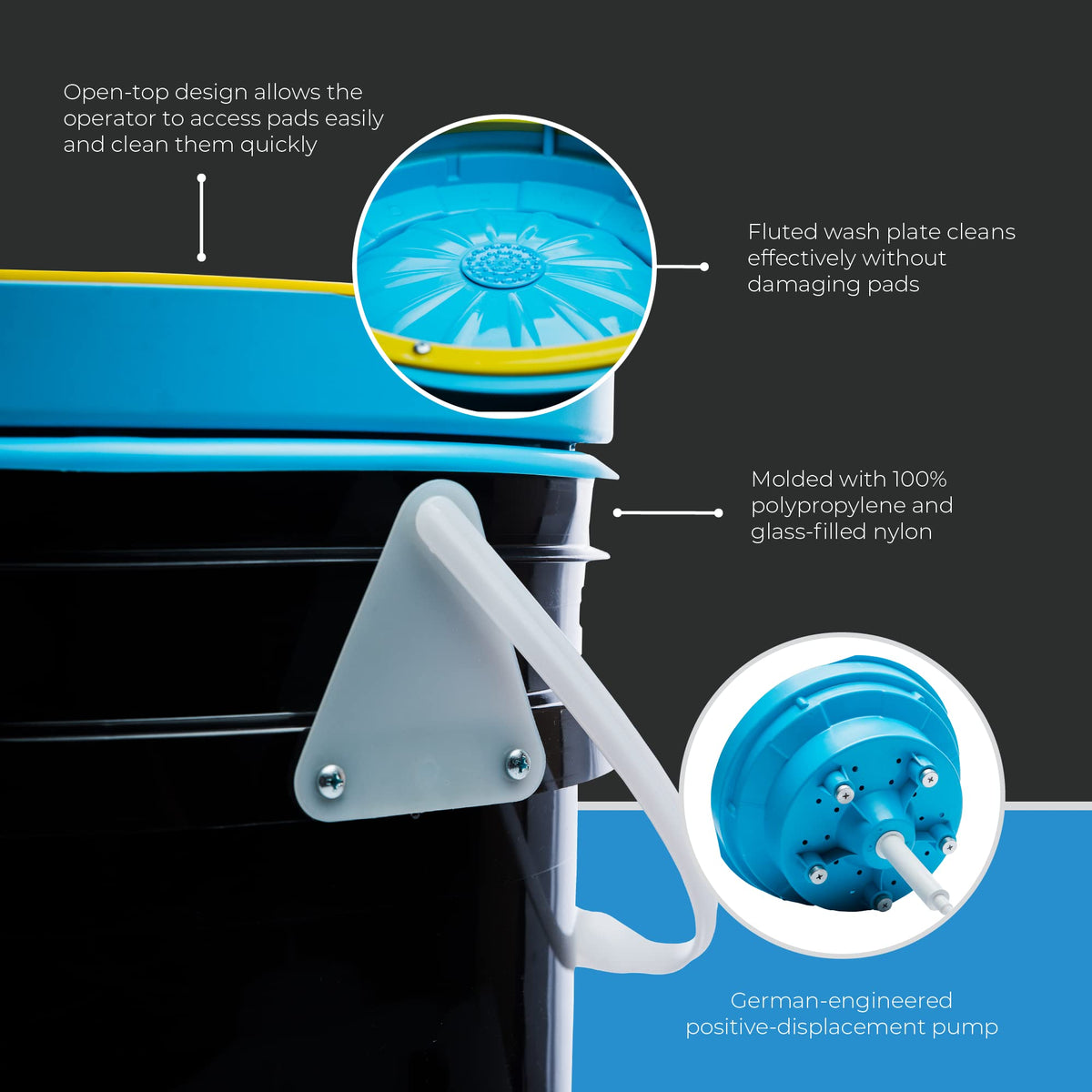 Lake Country pump and control detail highlighting precise solution flow