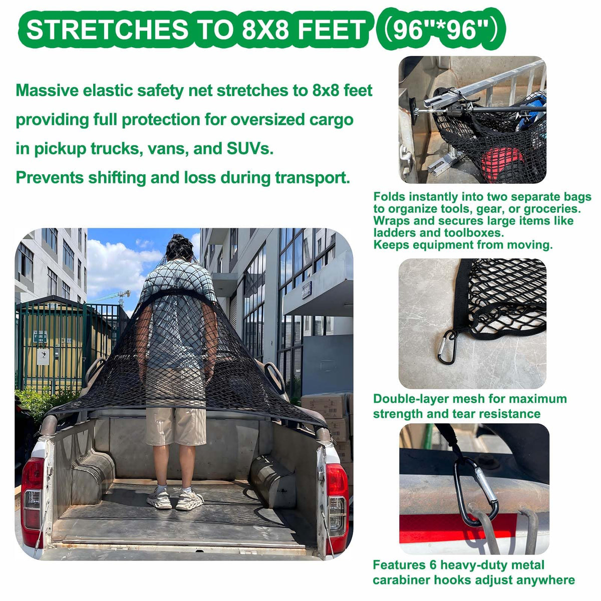 Lakfus installed in pickup bed holding irregular cargo safely