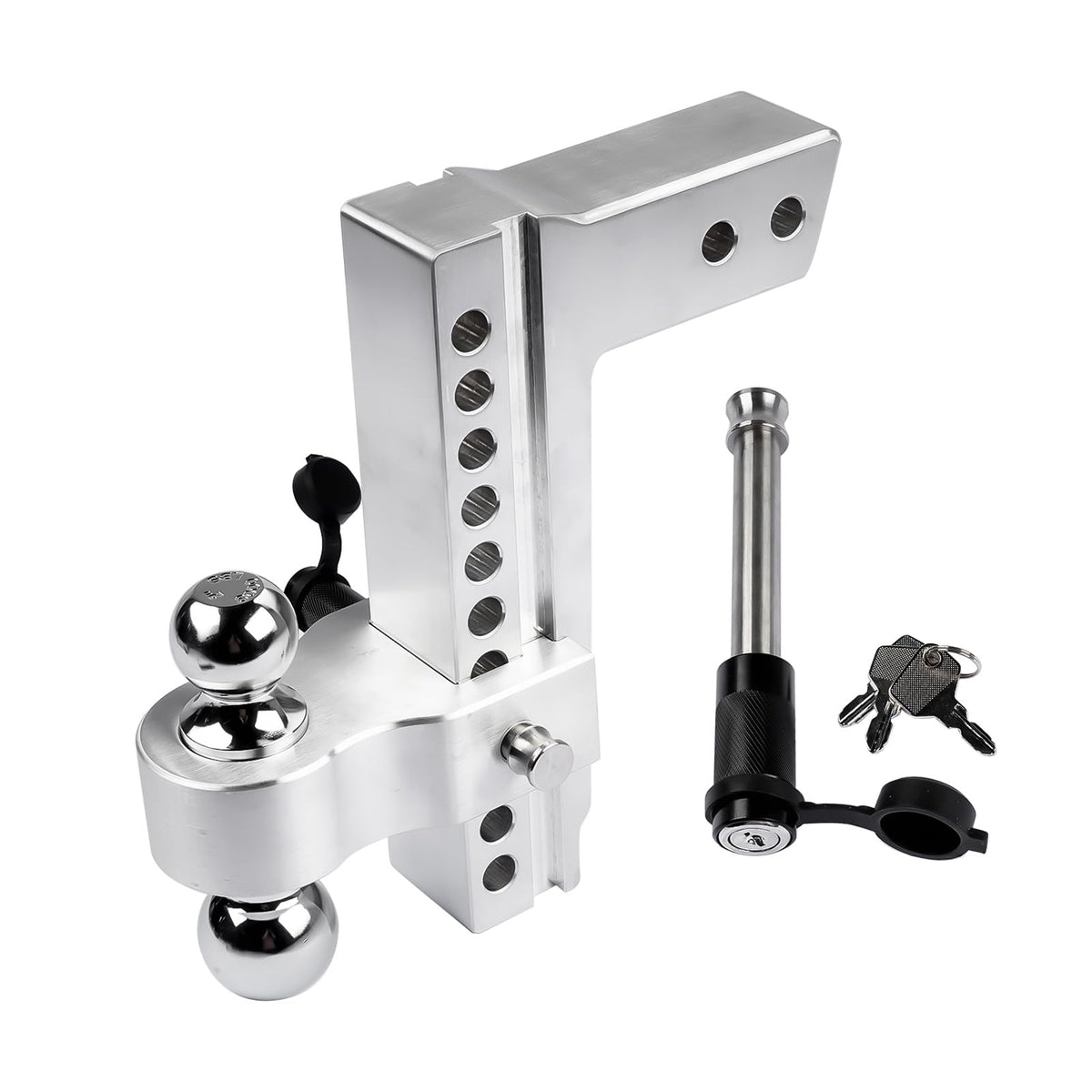 Lamerto closeup of 2" and 2-5/16" balls showing secure fit and convenience