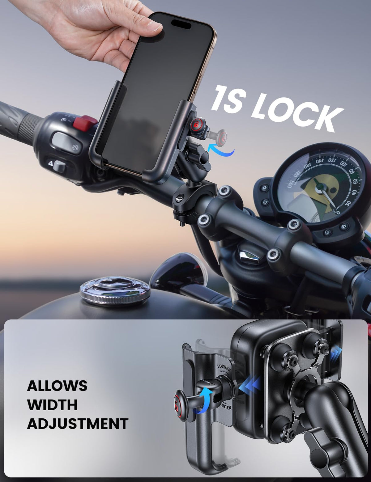 Lamicall metal extension arm and 1 inch ball heads enabling flexible angles