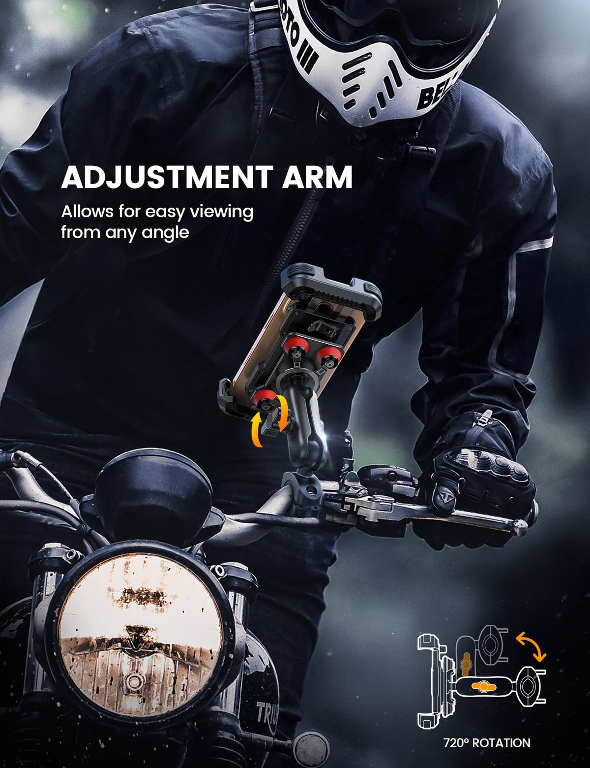 Lamicall adjustable arm and 720° ball joints offering versatile viewing angles