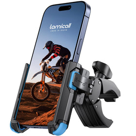 Lamicall front view of mounted phone holder showing secure fit and quick access