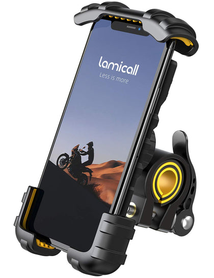 Lamicall front view handlebar mount showing secure corner grip and compact design