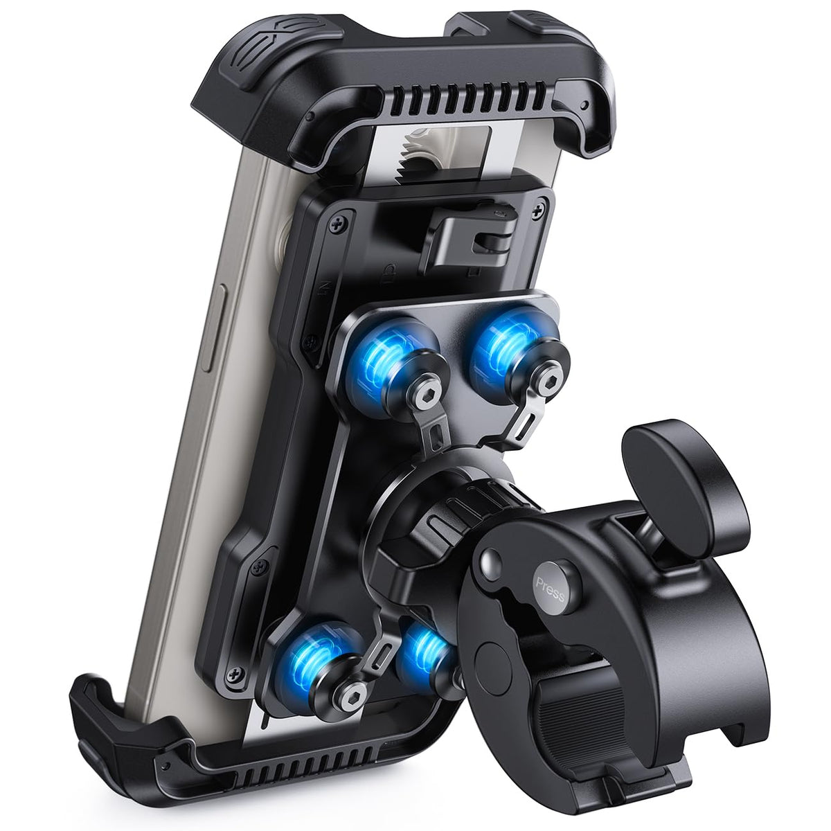 Lamicall front view mounted on handlebar showing secure hold and visibility