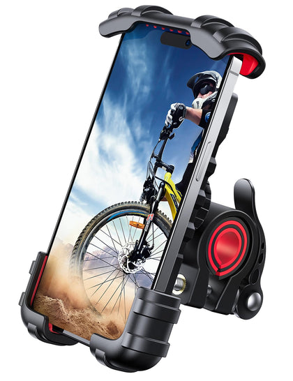 Lamicall front view on handlebar showing secure four-corner grip benefit