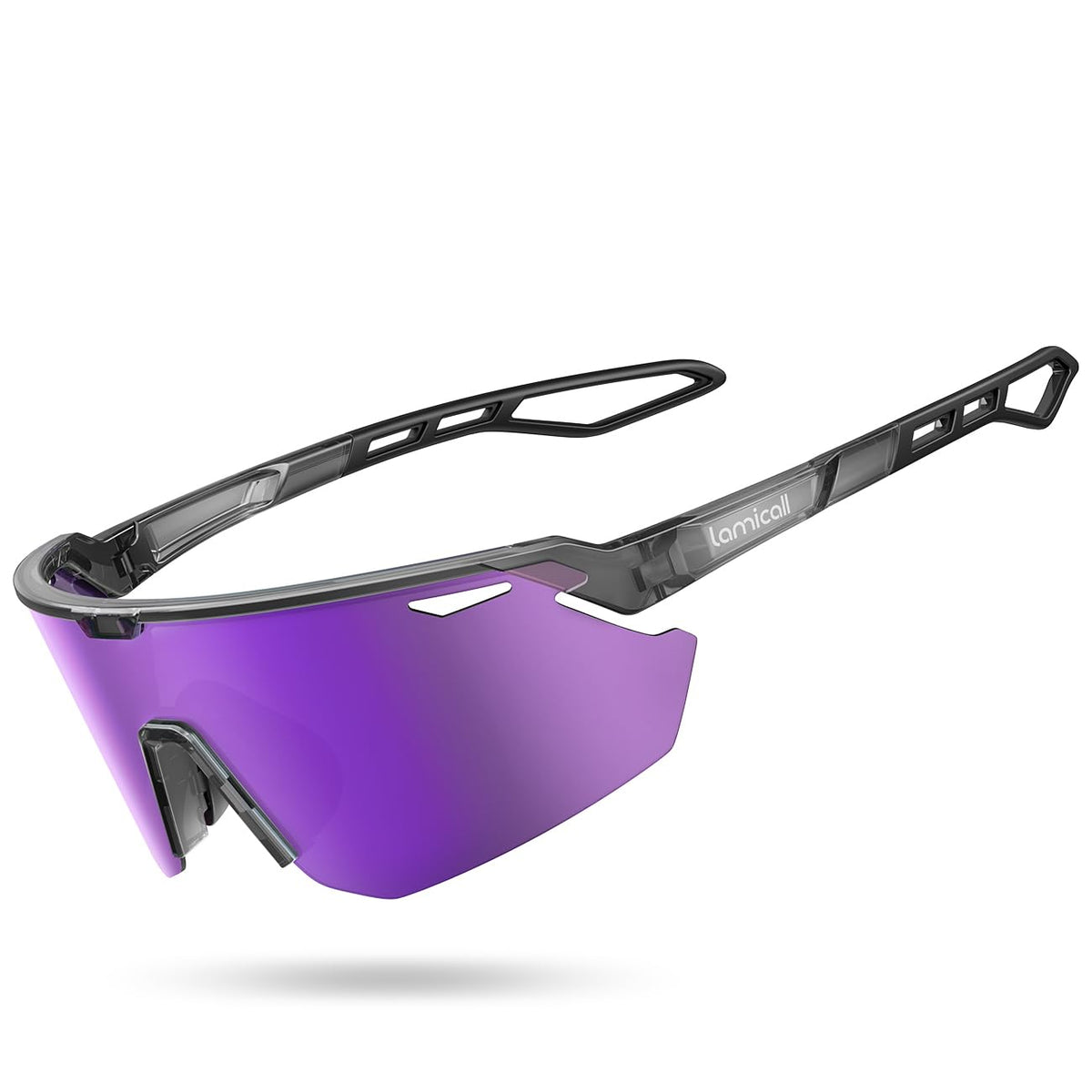 Lamicall front view of sunglasses showing frameless look and polarized benefit