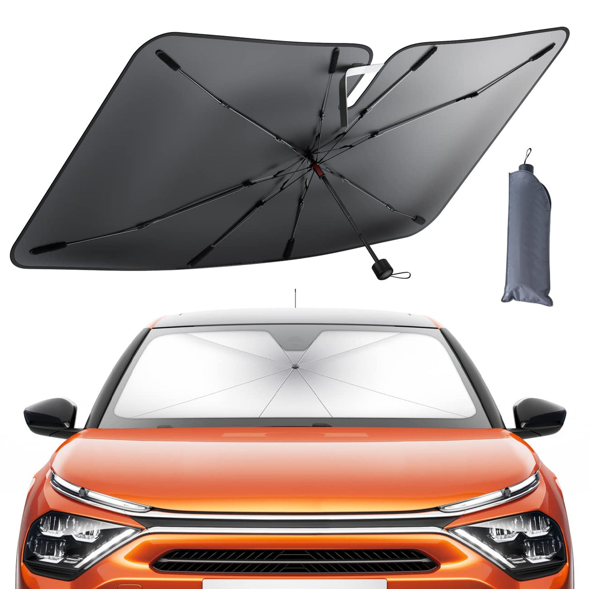 Lamicall open on windshield reducing glare and cooling interior quickly