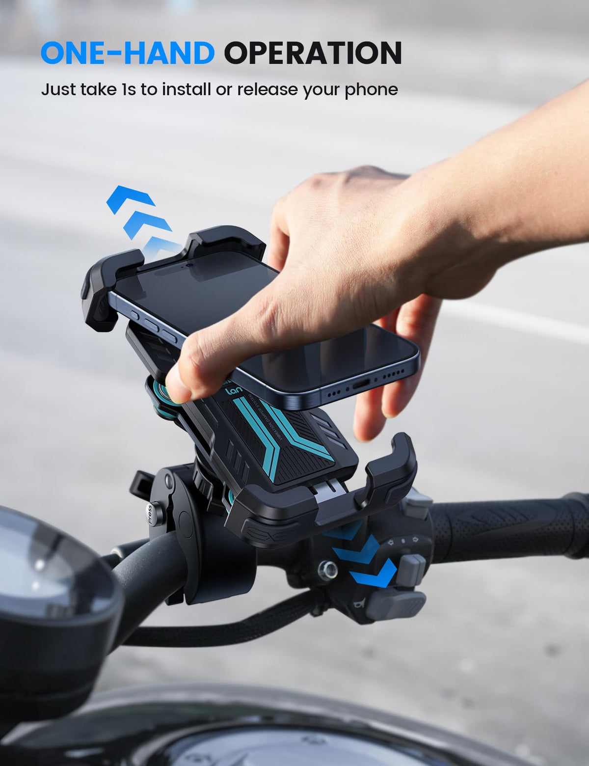 Lamicall handlebar clamp installed demonstrating secure fit and anti-slip benefit