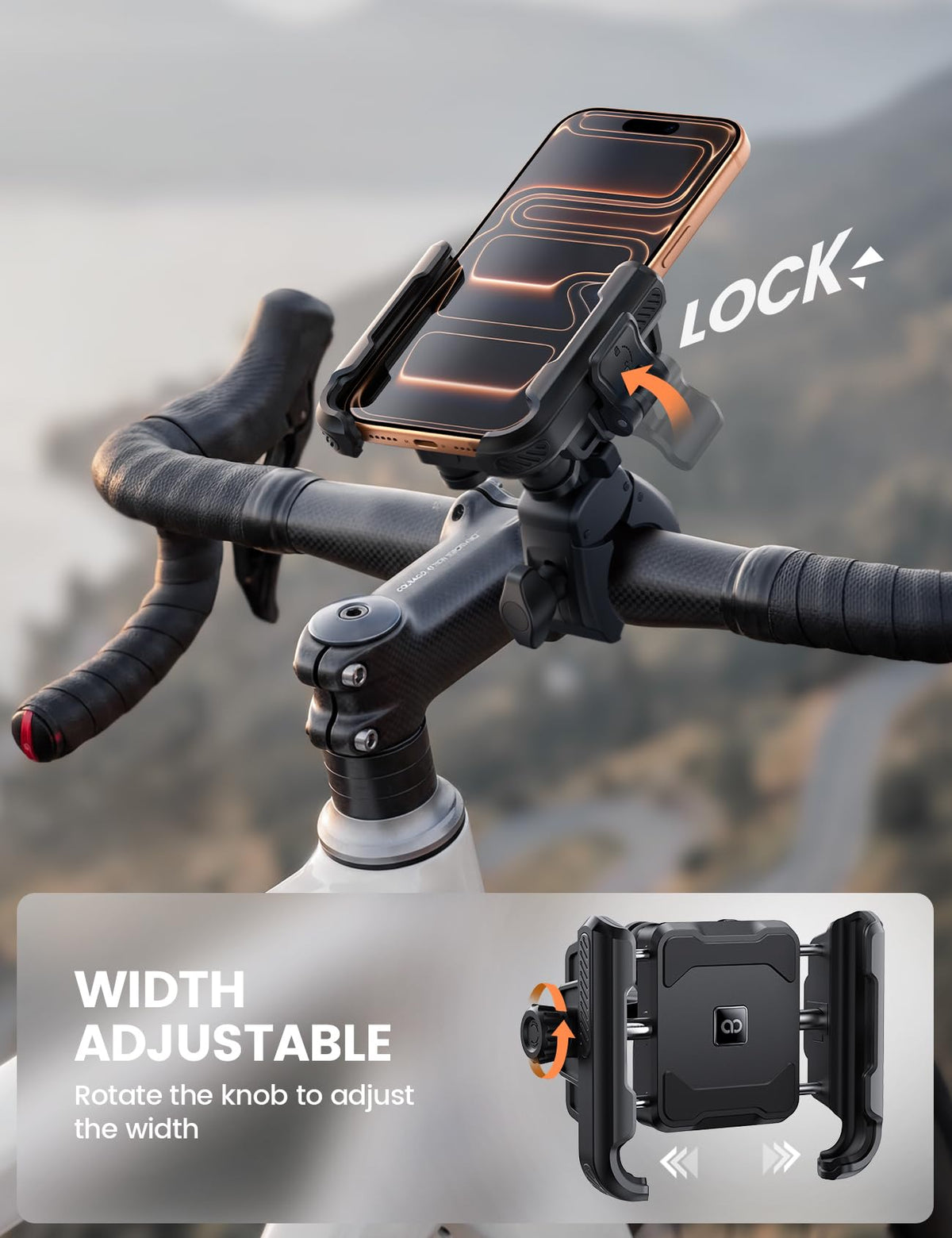 Lamicall handlebar clamp with anti-slip pads providing firm attachment and safety