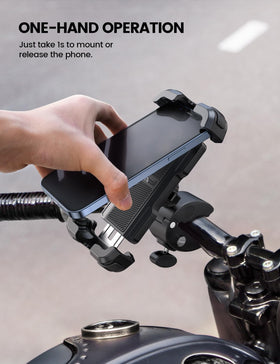 Lamicall handlebar clip closeup demonstrating quick-install mechanism benefit