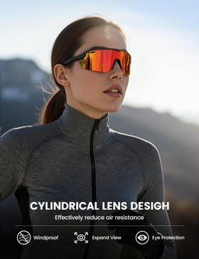 Lamicall sunglasses worn by cyclist demonstrating wide field of view and reduced glare