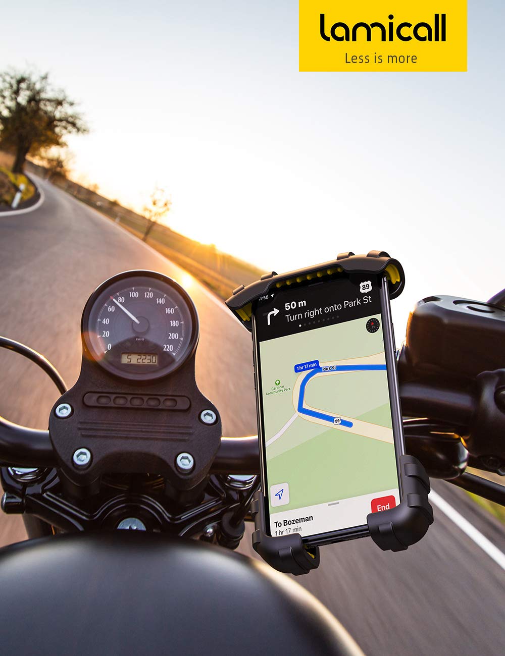 Lamicall lifestyle image cyclist using phone mount for hands-free navigation