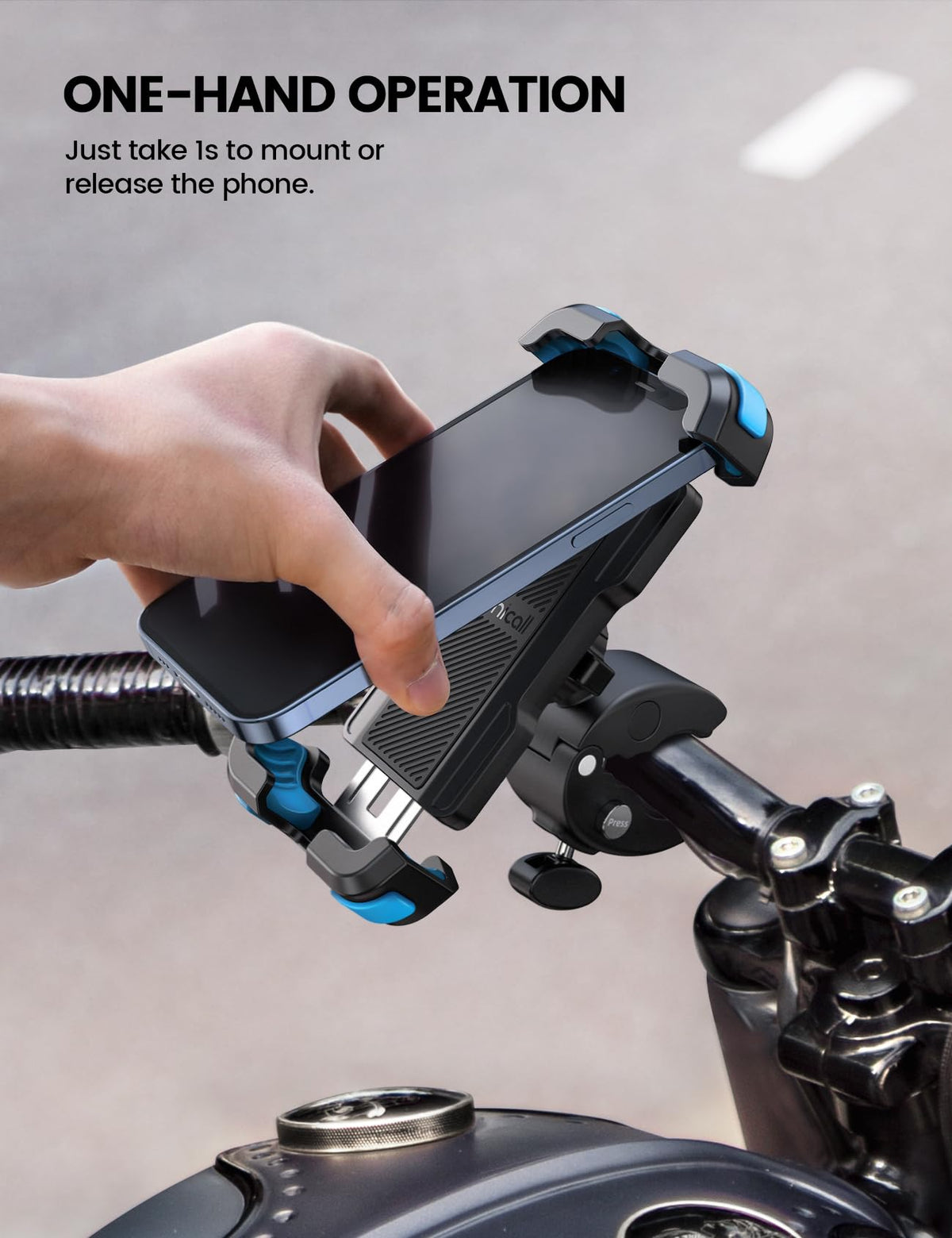 Lamicall metal safety lock detail showing added retention to keep phone secure at speed
