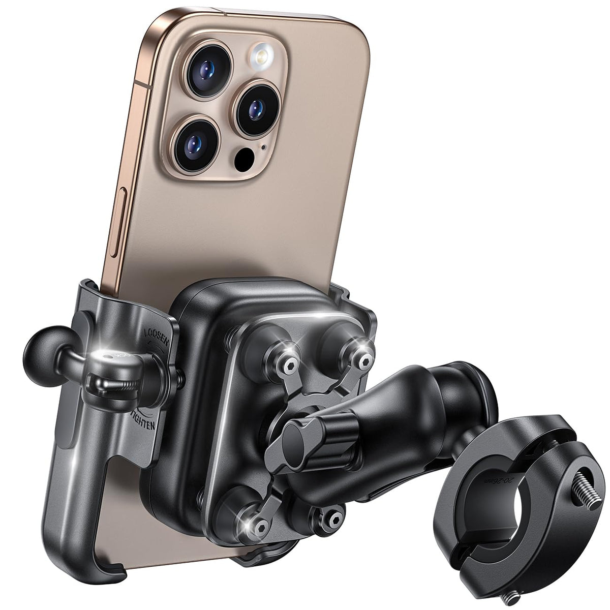 Lamicall mount front view showing full-metal build and secure grip benefit
