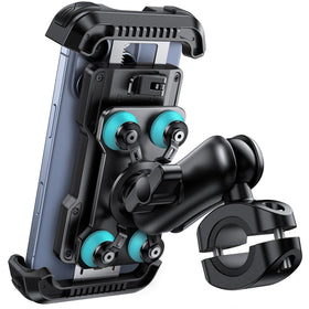 Lamicall front view of motorcycle mount showing secure grip and visibility benefit