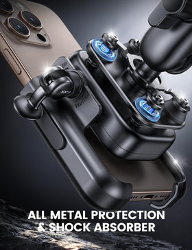 Lamicall close-up of vibration dampener reducing phone shake while riding