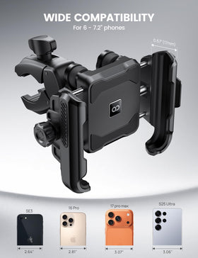 Lamicall mounted phone displaying navigation and steady footage while riding