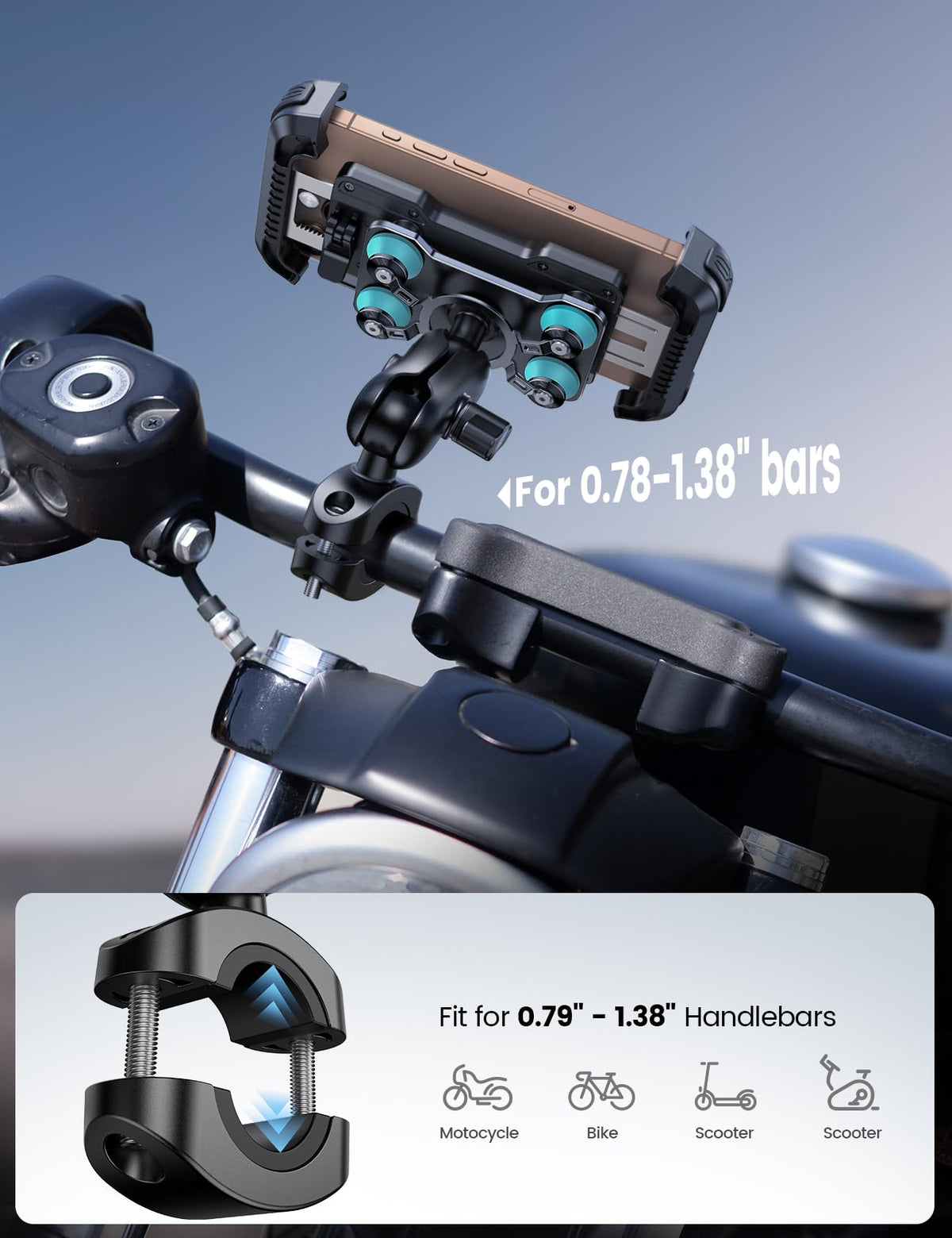 Lamicall cushioned silicone pads on clamp protecting phone corners