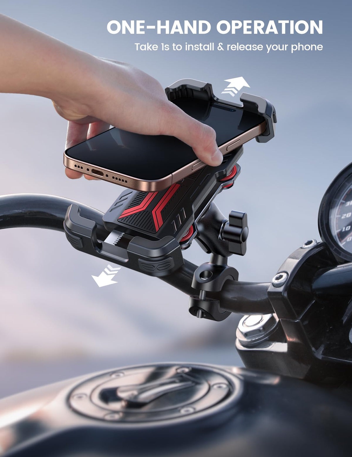 Lamicall phone in holder showing clear navigation view and hands-free convenience