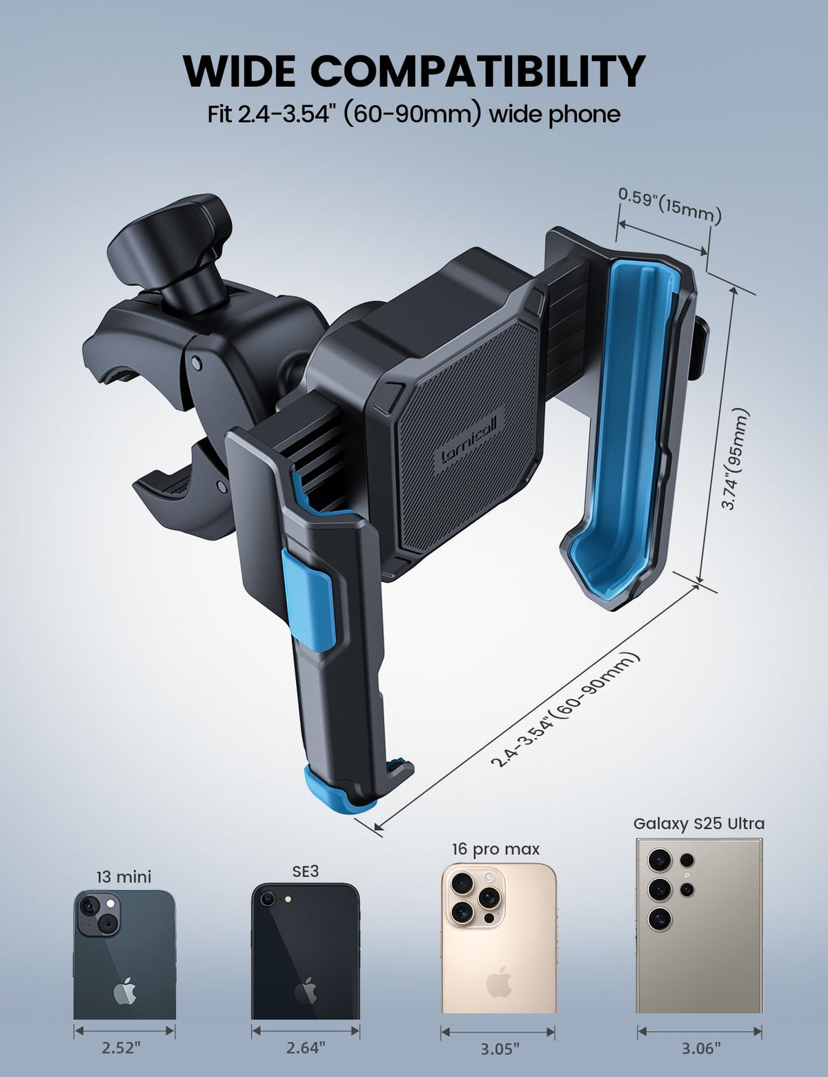 Lamicall phone mount exposing rear camera for recording while riding