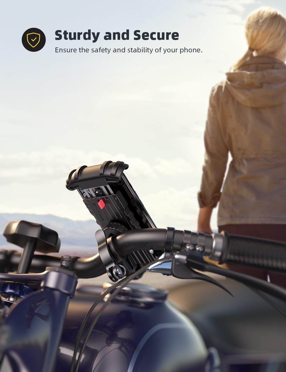Lamicall side profile of locked phone demonstrating stable one-hand operation