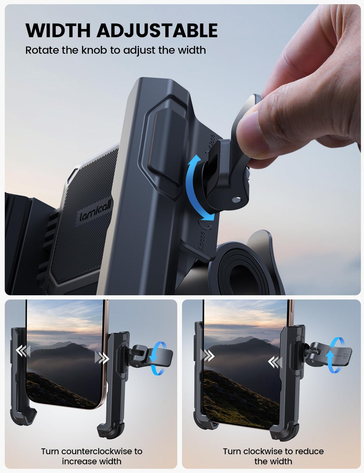 Lamicall phone in landscape orientation for stable video recording