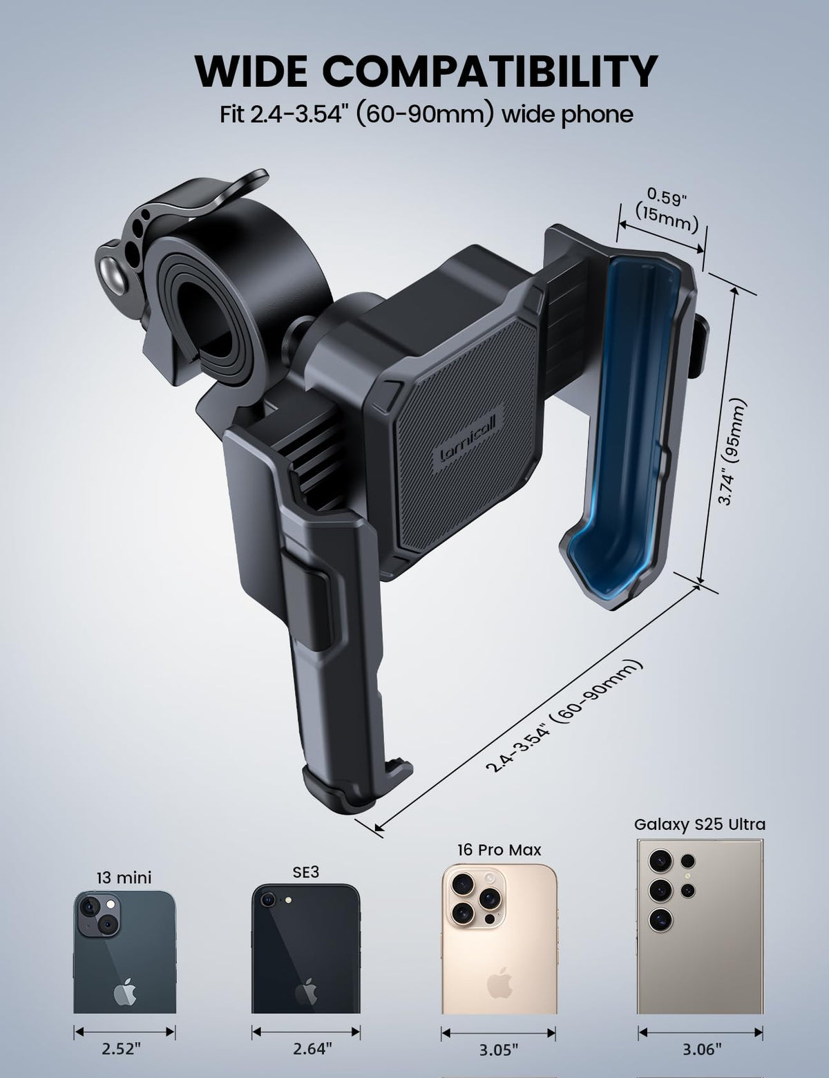 Lamicall silicone padding and clamp detail protecting phone from shocks