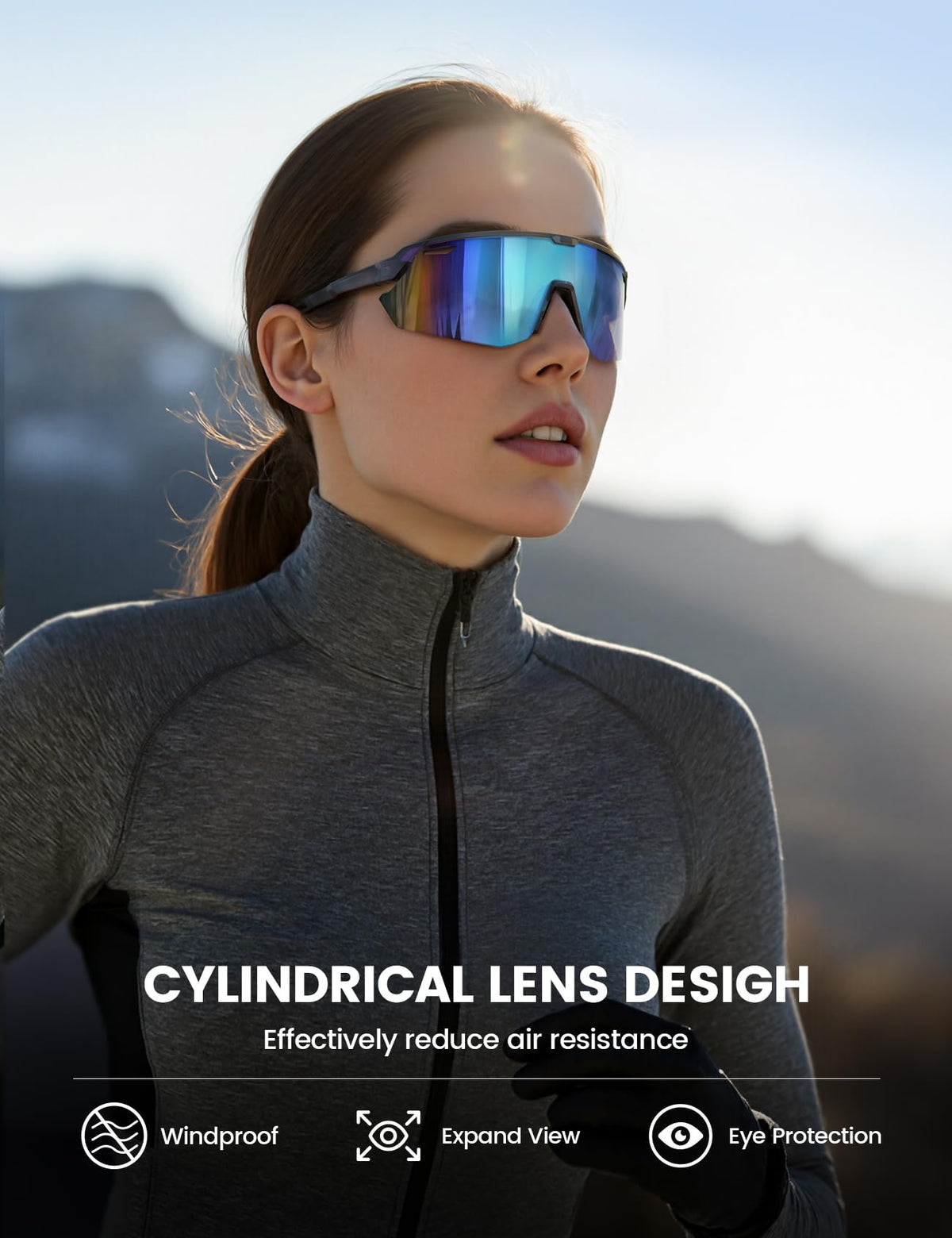 Lamicall worn by cyclist in motion, provides stable wide field of view