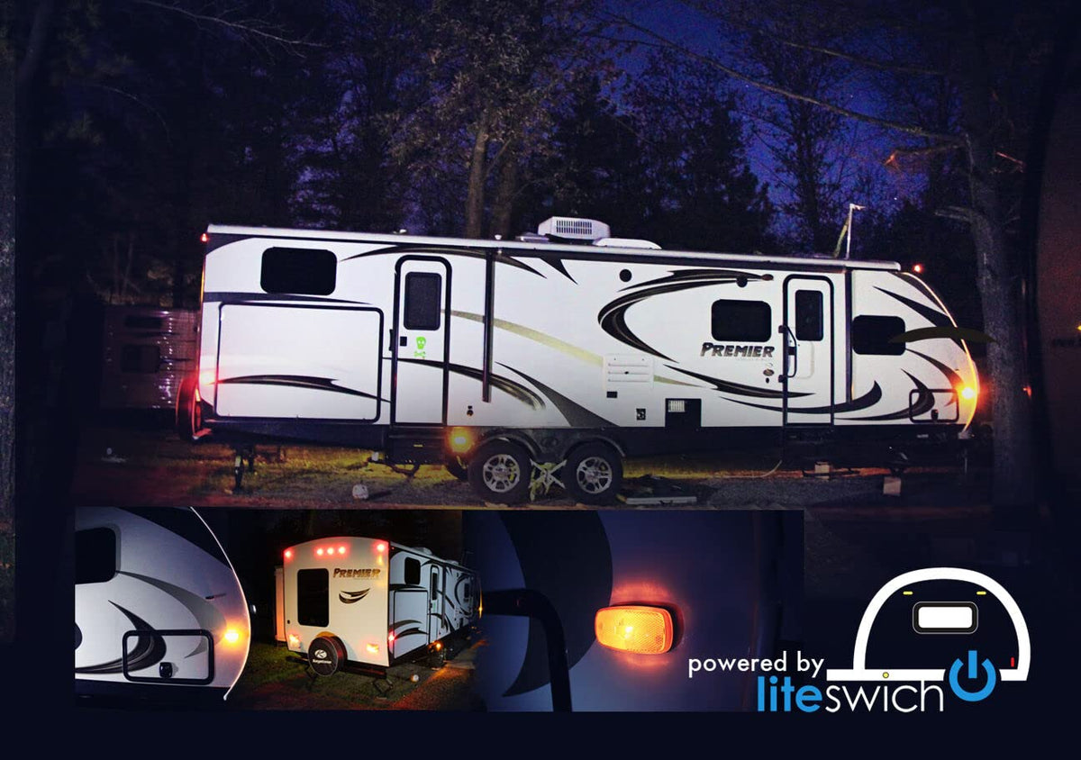 LAMROK LITESWICH 2.0 installed on camper side powering marker lights for campsite visibility
