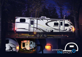 LAMROK LITESWICH 2.0 installed on camper side powering marker lights for campsite visibility