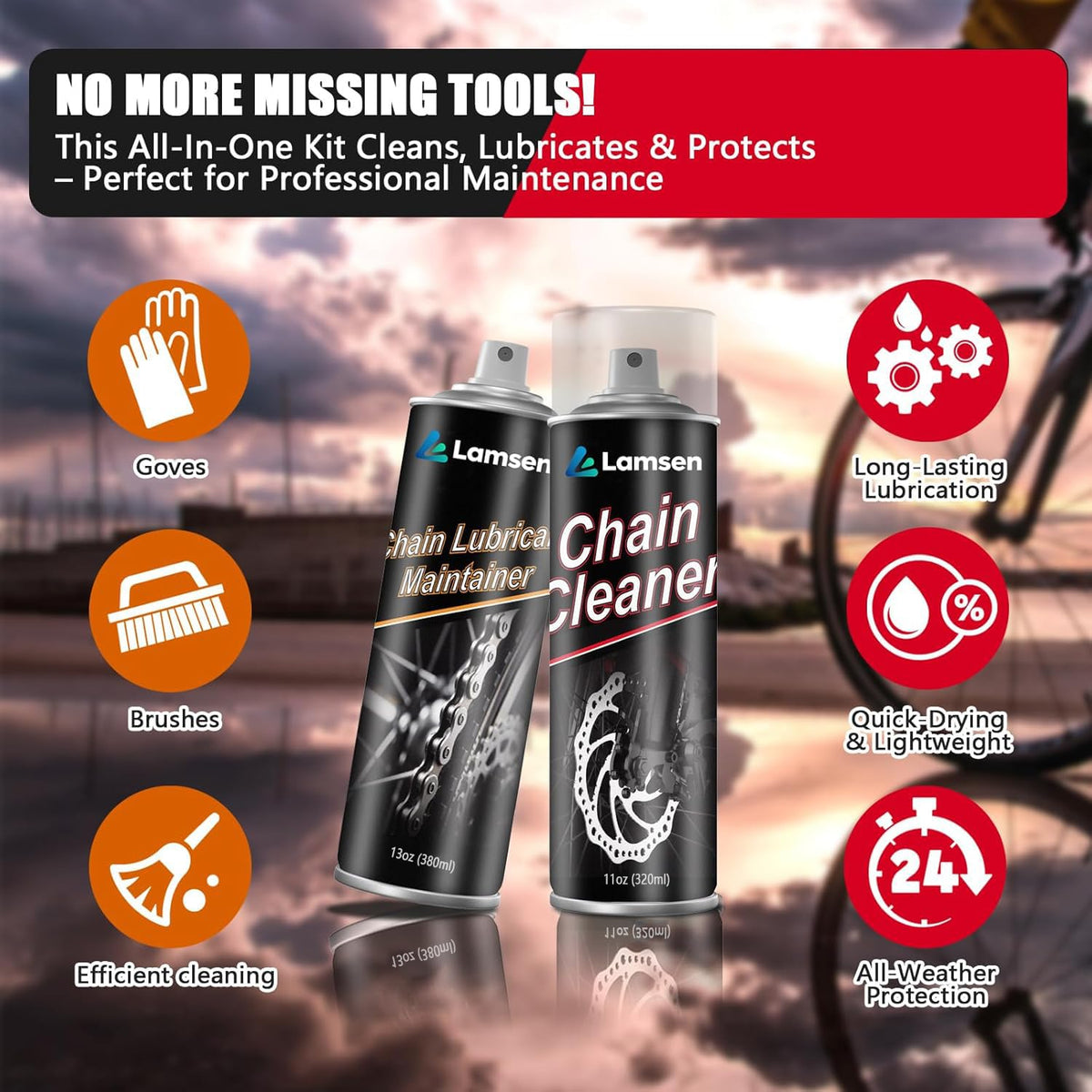 Lamsen spray can close-up highlighting nozzle and label for precise lubrication
