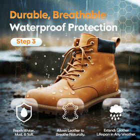 LANBEIDE waterproof wax being applied to boot for water protection