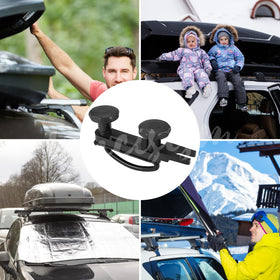 Lancisism on car roof with box attached illustrating stable travel security