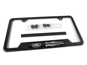 Land Rover matte black license plate frame front view showing brand and clean fit
