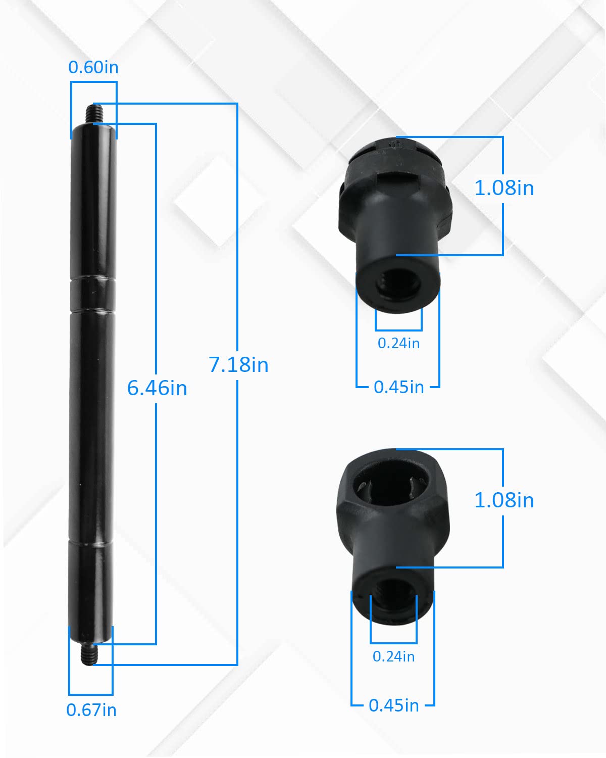 LANDSIN damper beside ruler showing 9.37 inch length and correct size for Hustler models