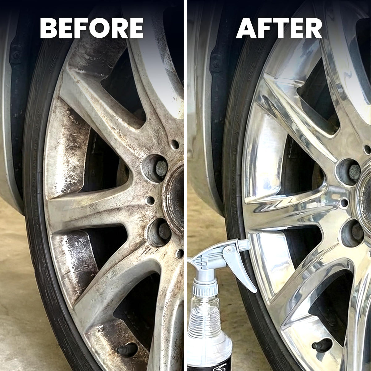 LANE'S foam on aluminum spoke lifting grime for faster cleaning