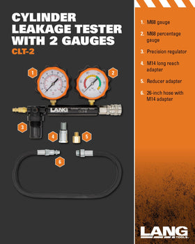 Lang Tools CLT-2 closeup of regulator and dual gauges for precise pressure control