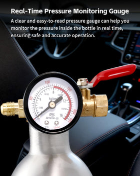 Langawaser canister in use on car engine showing practical on-vehicle flushing benefit