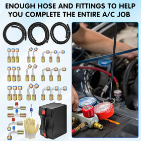 Langina detailed view of R134a service port fitting for easy refrigerant access