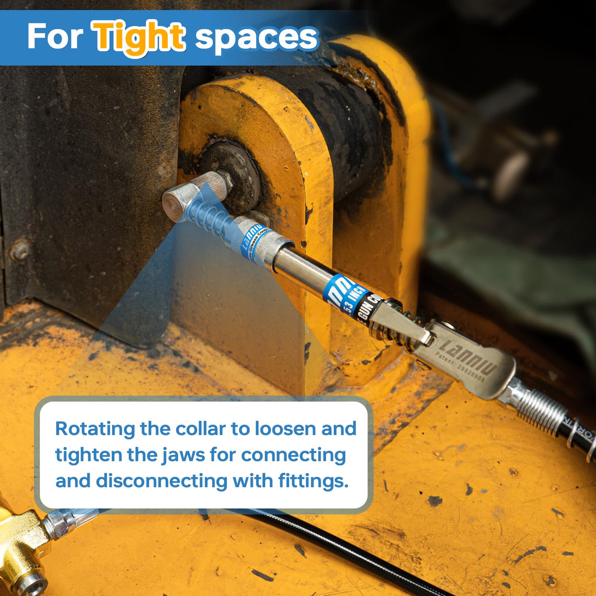 LANNIU 90° adapter angled view enabling access to tight fittings